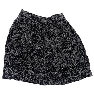 38 of 52 Conversations Anthropologie Linen Blend Floral Skirt Black White Size 4